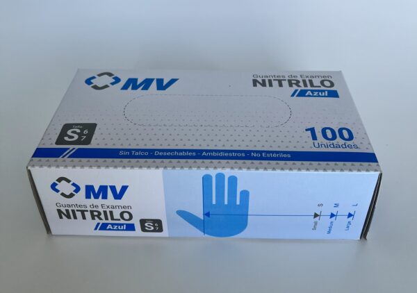 GUANTES DE NITRILO TALLA S AZUL 100UN